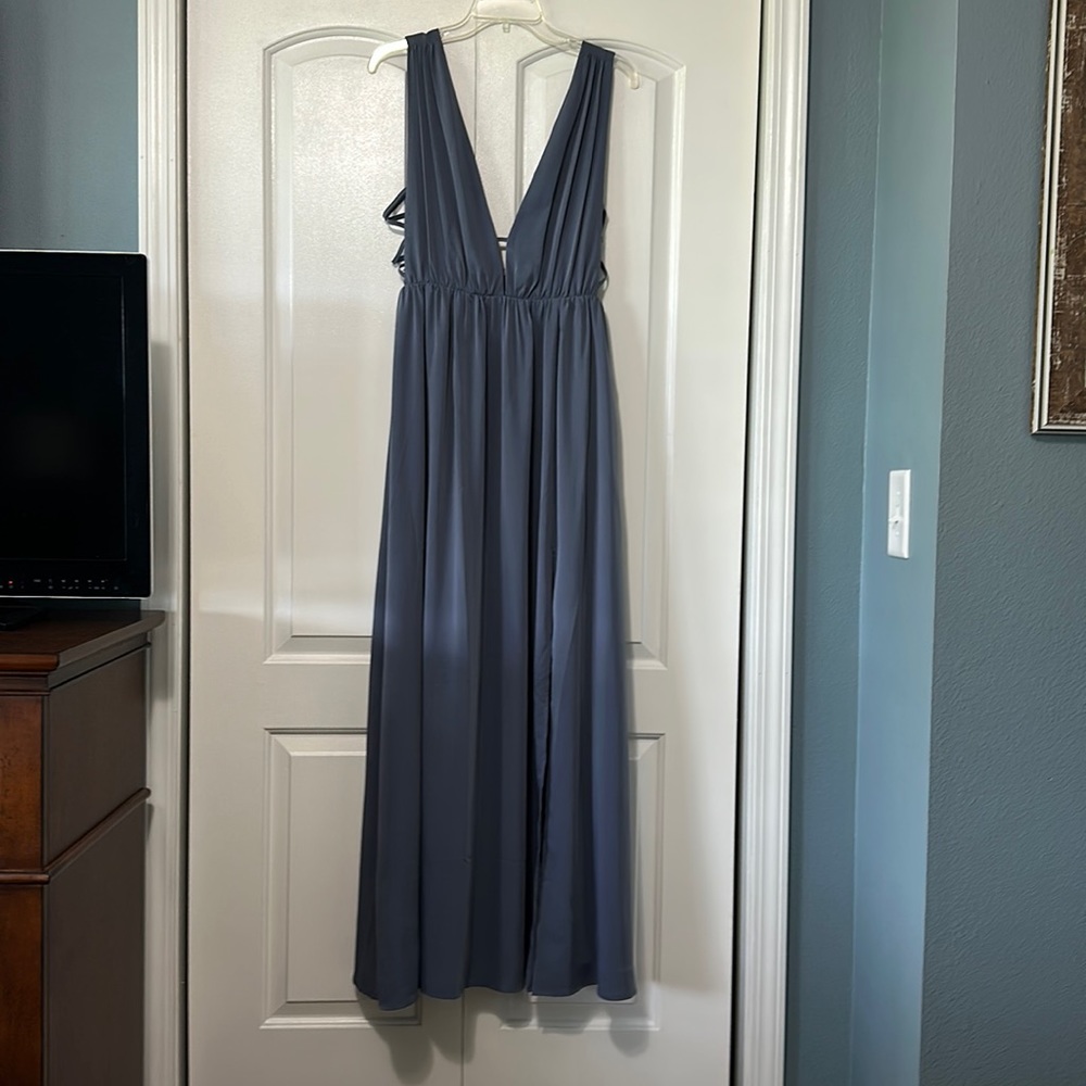 Boutique blue wedding guest dress